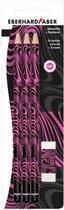 Set de crayons graphite Eberhard Faber - HB - 3 pièces et 1 gomme sur blister - motif noir/rose - EF-511891