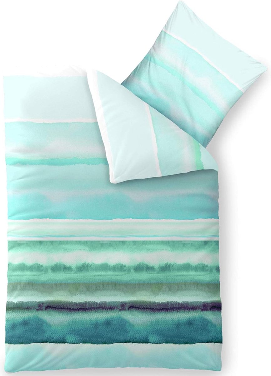 CelinaTex Fashion Beddengoed 155x200 cm 2-delig katoen Davia strepen turquoise wit groen