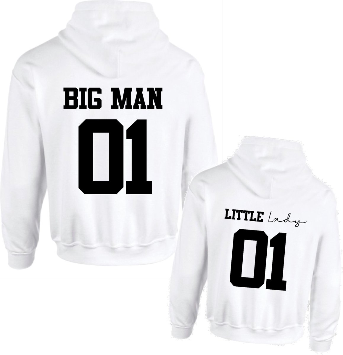 Goedkoopste Matching set 2 hoodies voor vader en dochter Big man Little Lady 01-Man Maat XL-Kind Maat 86/92