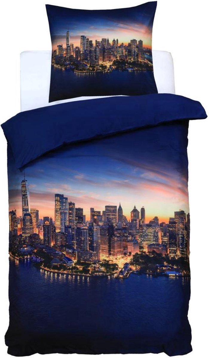 Dekbedovertrek Set - New York -Eenpersoons -140x220cm + 1x kussensloop 60x70 cm-Multi kleuren