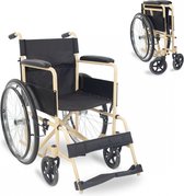 Mobiclinic Denver - Rolstoel - Opvouwbare rolstoel - Afneembare rugleuning en voetensteun - Staal - Grote wielen 45cm - Zwart en beige