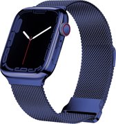 By Qubix convient pour Apple Watch bracelet milanais - Bleu foncé - Aimant Extra puissant - Convient pour Apple Watch 42 mm - 44 mm - 45 mm - 49 mm