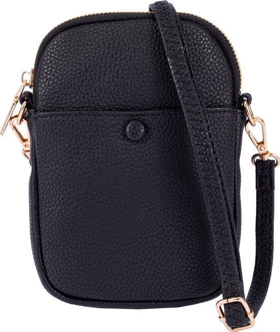 Nouka Zwarte Kleine Dames Tas – Schoudertas – Crossbody – Clutch – Telefoontasje - Telefoon Tas - met Verstelbare en Afneembare Tassenriem / Schouderriem - Voor Vrouwen