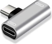 Xtabarya USB C-Splitter, 2 in 1 type C Naar C Audio-Adapter en Oplader Zilver