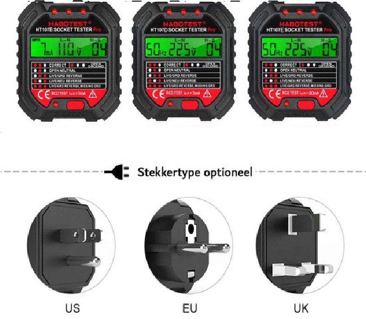 Testeur de prise électrique Rcd avancé, circuit électrique à fil de terre  neutre Détecteur de polarité Testeur de fuite électrique