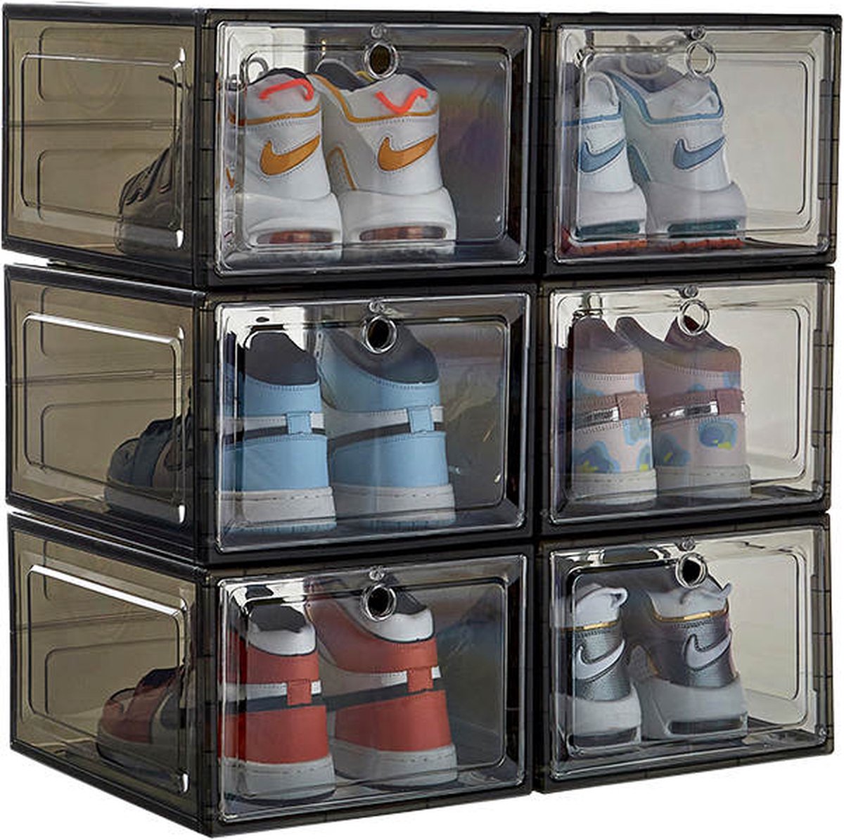 Sneakerbox - Schoenen doos - Schoenen opbergen - Schoenen opbergbox - Magneetjes - Transparant-zwarte box - Display doos voor sneakers