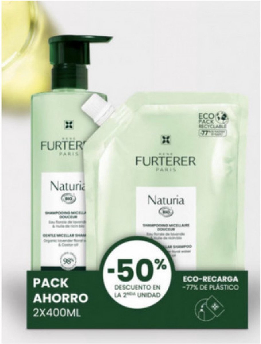 Rene Furterer Naturia Gentle Micellar Shampoo 400ml + Refill 400ml
