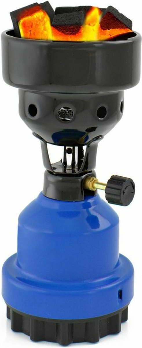 Camping kookstel/kookpit - metaal - blauw - incl. 2x gas navulling priktank van Brightspark — afbeelding 3