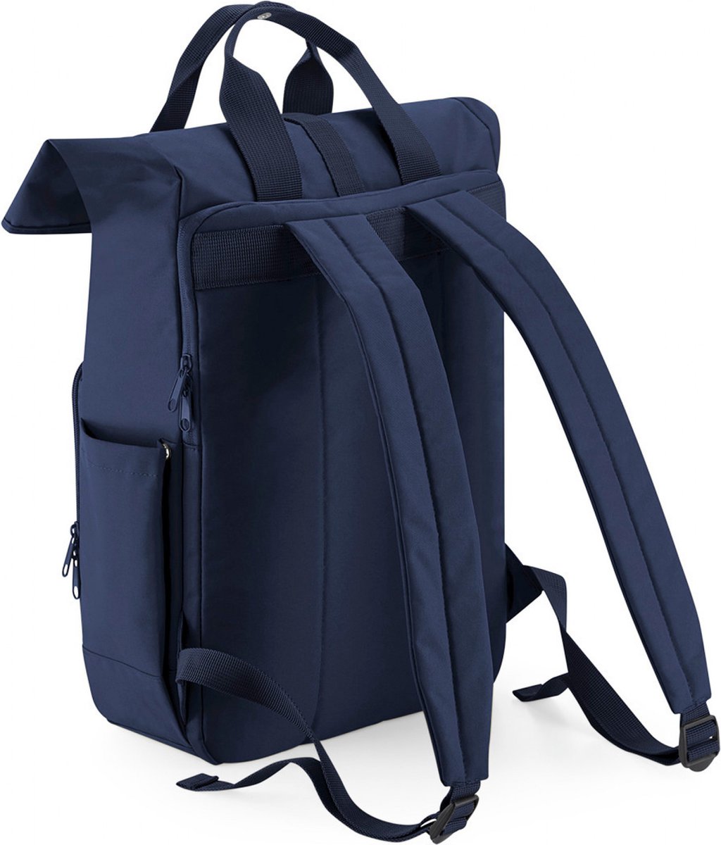 Recycled Twin Handle Roll-Top Laptop Backpack BagBase - 19 Liter Navy Dusk
