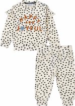 Dirkje - Kledingset - Meisjes - 2delig - broek offwhite met hartjes - Sweater Offwhite met hartjes en tekstprint - Maat 80