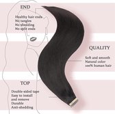 Tape in extensions dark brown - donkerbruin 18 inch 45 cm - 50 gram - straight hair extensions - compatible clip in hair extensions - compatible flip in hair extensions - invisible human hair extensions