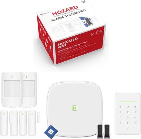 Hozard® Alarmsysteem S Pro - 4G & WiFi & CMS Supported - Draadloze Smart Home Beveiligingssysteem - 11-Delig