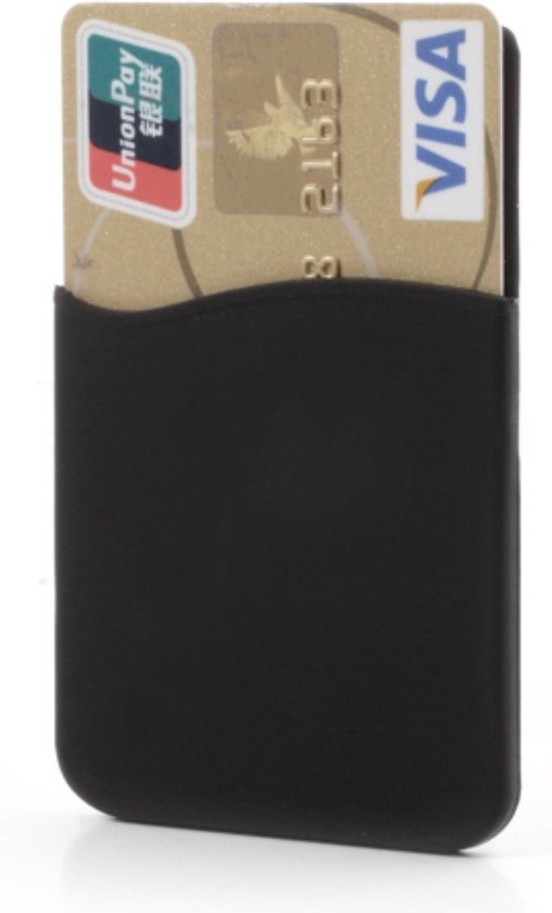 Jumada's Universal Card Holder Zwart - Étui en silicone pour téléphone - Porte-carte à coller - Stockez la carte de crédit ou de débit sur le téléphone