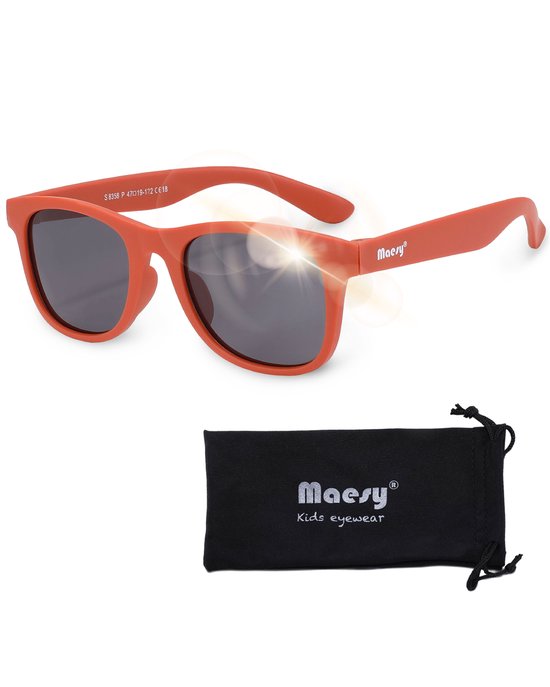 Maesy - lunettes de soleil pour enfants Lino - courbure flexible - protection UV400 polarisée - tout-petits et enfants d'âge préscolaire - garçons et filles - lunettes de soleil carrées pour enfants - brique de terre cuite