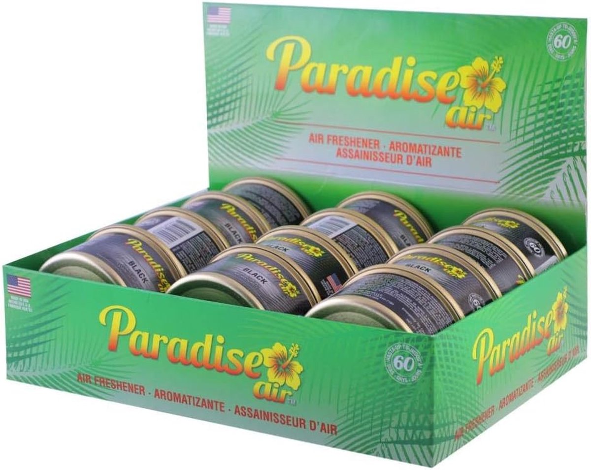 Paradise Air- Carairfeshner - Black - 12 pack