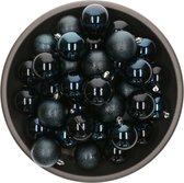 Decoris kerstballen - 25x stuks - 6 cm -kunststof - donkerblauw