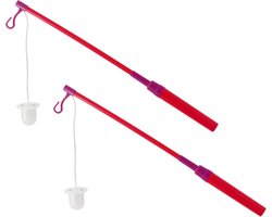 Lampionstokje - 2x - met LED lichtje - incl. batterijen - 40 cm - rood