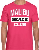Bellatio Decorations zomer t-shirt voor heren - Malibu Beach Club - tropisch thema feest - roze L