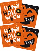 Halloween thema feest servetten - 40x - pompoen BoOo! print - papier - 33 x 33 cm