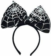 Haza Halloween/horror verkleed diadeem/tiara - strik met spinnen print - kunststof - dames/meisjes