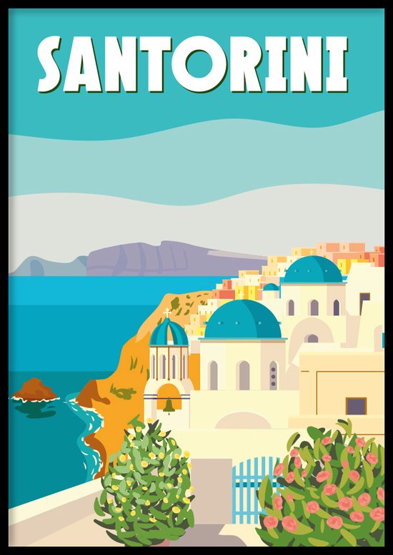 Affiche Santorin - Poster ville - 30x40 cm - Hors cadre - WALLLL