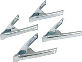 Silverline Zeilklemmen/veerklemmen - 4x - staal - 14 cm - lijmklemmen
