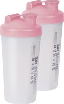 Juypal Shakers/Shakers/ Gourdes - 2x - 700 ml - transparent/rose - plastique