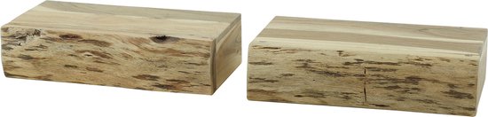 Buzon - Table de chevet - lot de 2 - grande - acacia massif - naturel - fixation murale