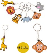 Porte-clés Animaux Sauvages 48 PIÈCES - Porte-clés - Cadeaux à distribuer pour Enfants - Friandises pour Enfants - Porte-clés