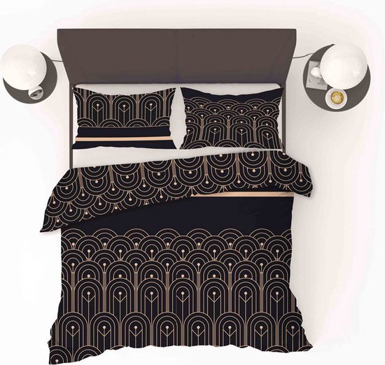 Refined Bedding Lits-Jumeaux Tweepersoons 240x200/220 + 2 kussenslopen Black Deco