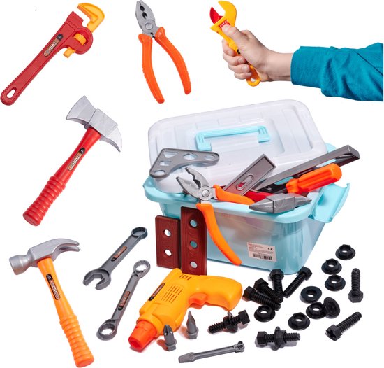 Playos® - Jouets Outils - 48 pièces - Mallette à outils - Enfants