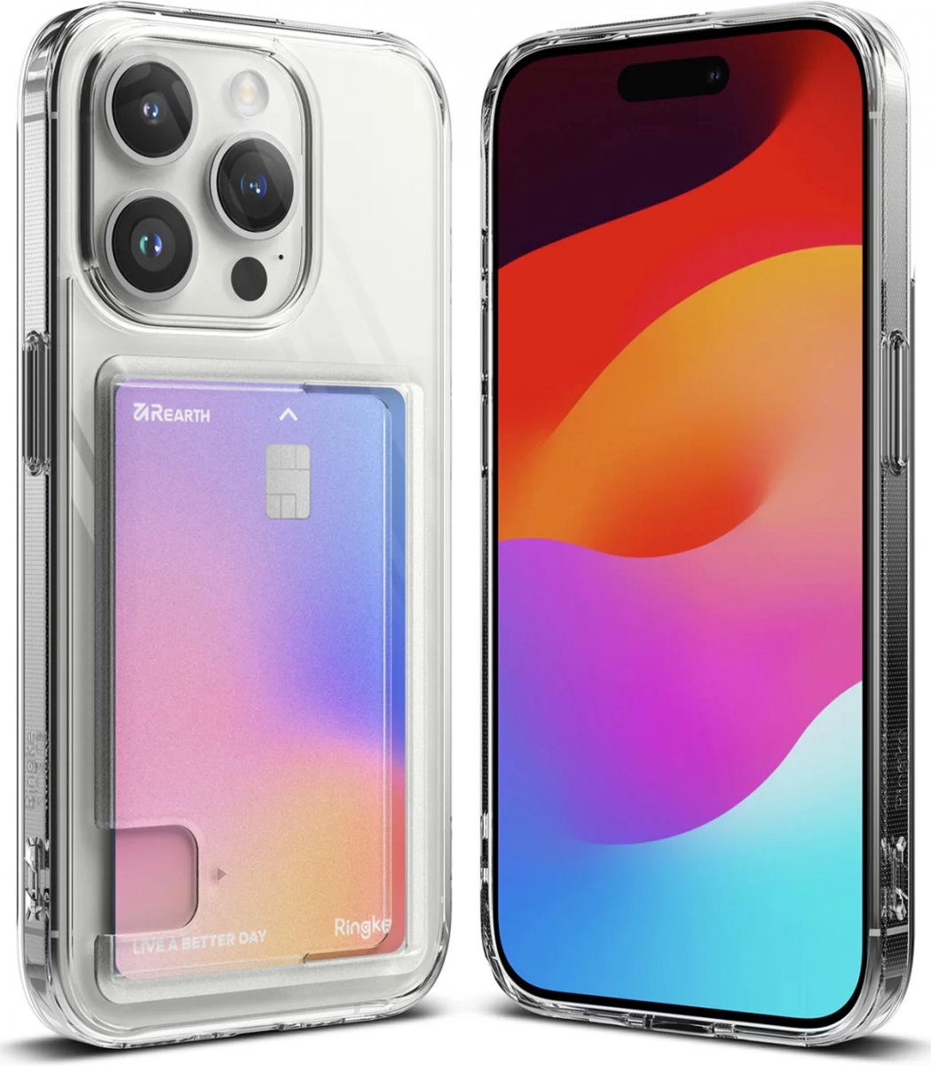 Ringke Fusion Card Hoesje Geschikt voor Apple iPhone 15 Pro Kaarthouder Transparant