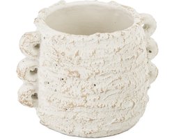 HomeaBound by KY | Aardewerk vaas ruffled naturel | 16x12.5x12.5cm | bloemenvaas aardewerk