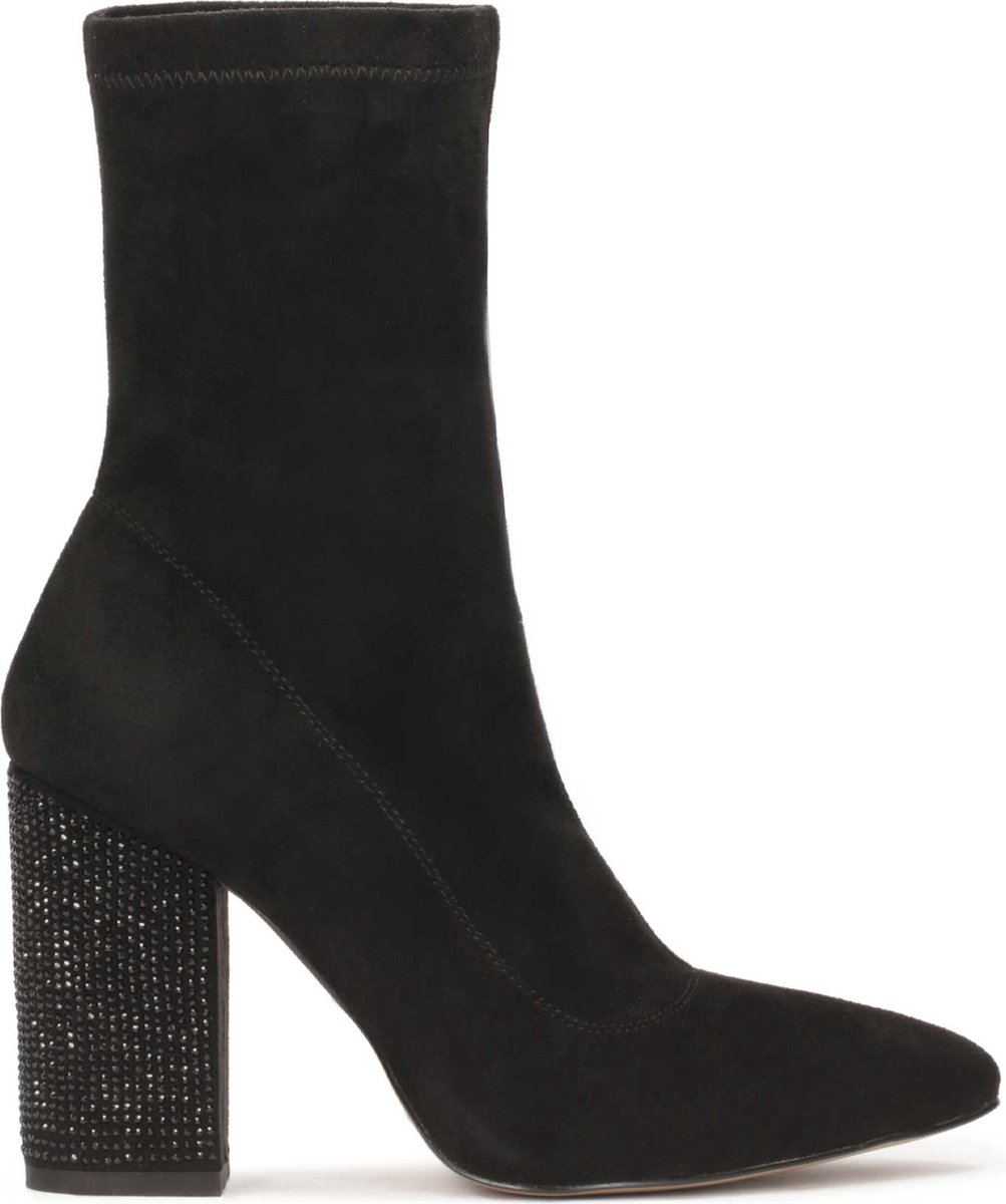 Kazar Black boots with rhinestone-embellished heel