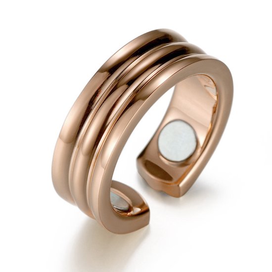 MAGNETOX - Ring de Guérison 'Sofie' - Ring Aimantée - Bague Santé - Ring Magnétique - Acier Inoxydable - Or Rose - Femme - 50mm