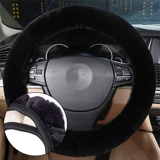 3 Pièces Housse Volant En Peluche - Anti-Dérapant Hiver Pour Volant 36-39cm | Avec Couvre Levier Et Frein à Main