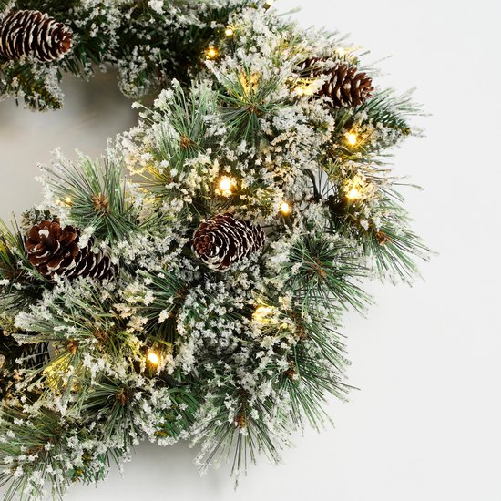 Black Box Trees Vandans Kerstkrans met LED Verlichting - Ø60 cm - Groen Frosted