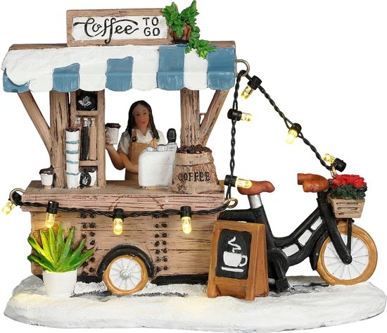 LuVille Kerstdorp Miniatuur Coffee to go - L13,5 x B8 x H11 cm