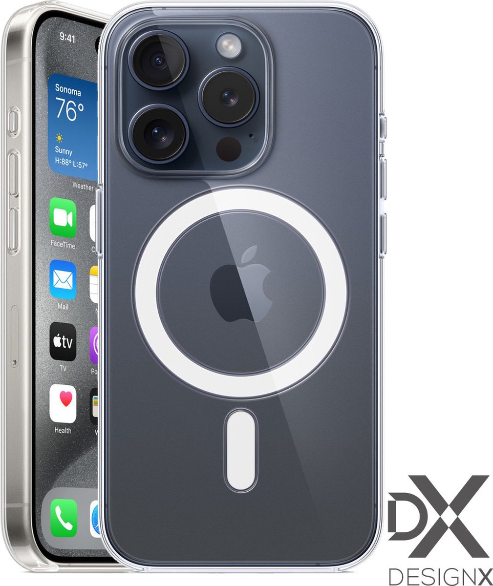 iPhone 15 Pro hoesje met MagSafe – Transparant - voor Apple Oplader - Doorzichtig - Magnetisch