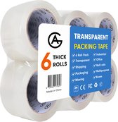 AG Verpakkingstape - Plakband - Tape dispenser - Tapestry - Extra dikke tape -Transparant - PP Plakband - 50mmx66m - 6 rollen dozen tape