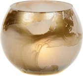 Goodwill - glas marble ball/theelichthouder - creme/goud - 11 cm