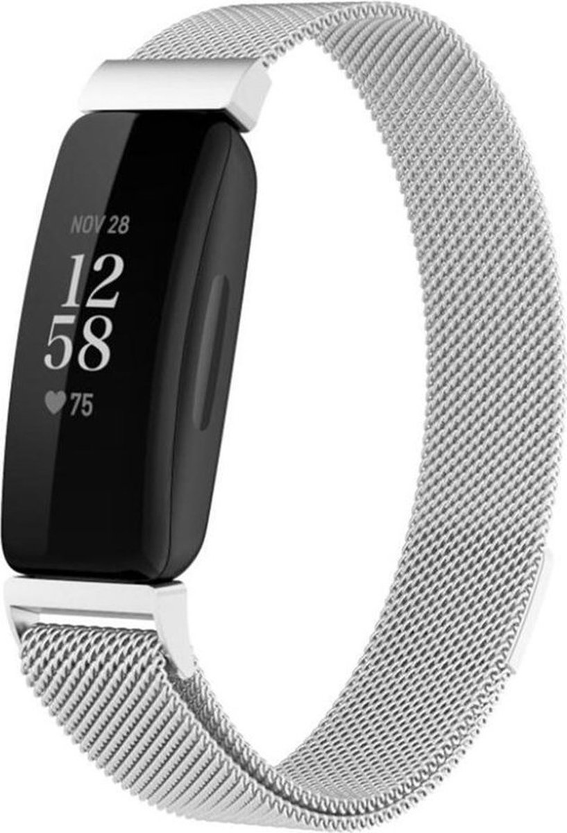 Shop4 - Geschikt voor Fitbit Inspire 2 Bandje - Large Metaal Zilver