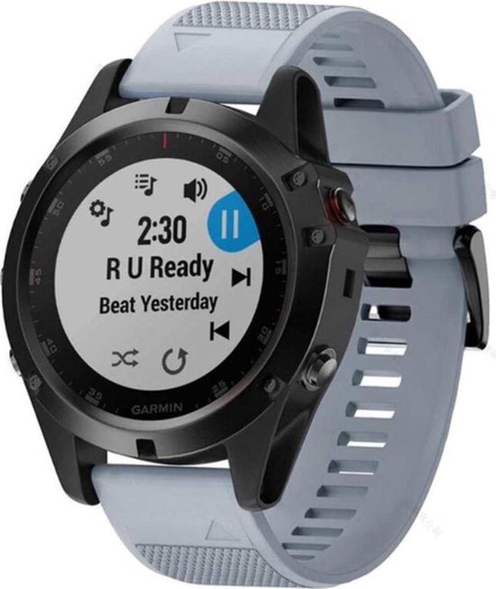 Shop4 - Geschikt voor Garmin Fenix 5S Bandje (ook Plus) - Siliconen Grijs