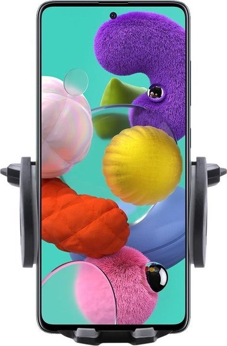 Shop4 - Geschikt voor Samsung Galaxy A51 Autohouder Verstelbare CD Houder Zwart met Draaiklem Zwart