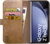 Rosso Element Book Case Wallet Hoesje Geschikt voor Samsung Galaxy Z Fold 5 | Portemonnee | 3 Pasjes | Magneetsluiting | Stand Functie | Bruin