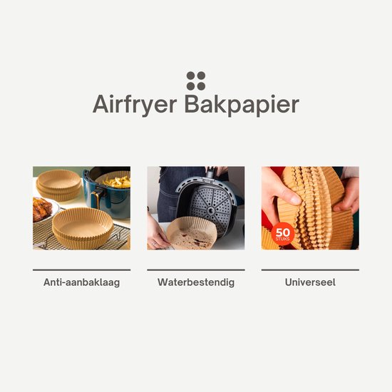 Foto: Airfryer bakpapier airfryer accessoires wegwerp bakpapier 50 stuks 20 cm geschikt voor airfryer xl en xxl oven en magnetron