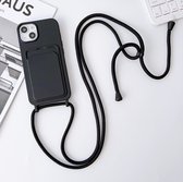 Mobigear Lanyard Card Case with Cord Case - Convient pour Apple iPhone 15 Plus - Étui pour téléphone portable - Zwart