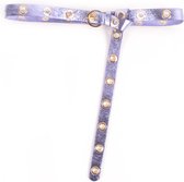 Dames Lederen Tailleren riem met gouden gaatjes/Leer/Made in Italië/Metallic Lila/Paars