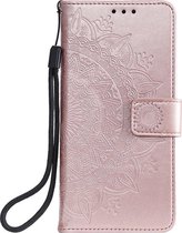 Shop4 - Geschikt voor Samsung Galaxy M31s Hoesje - Wallet Case Mandala Patroon Roségoud