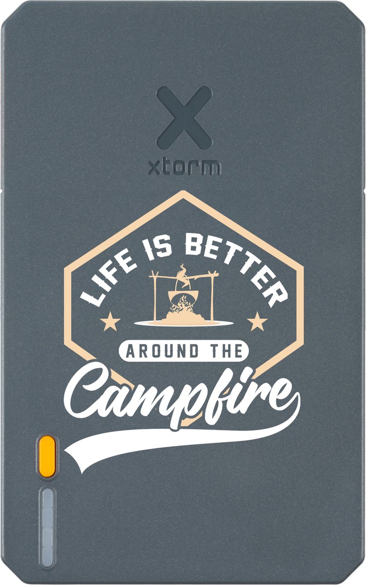 Xtorm Powerbank 10.000mAh Grijs - Design - Campfire life - USB-C poort - Lichtgewicht / Reisformaat - Geschikt voor iPhone en Samsung